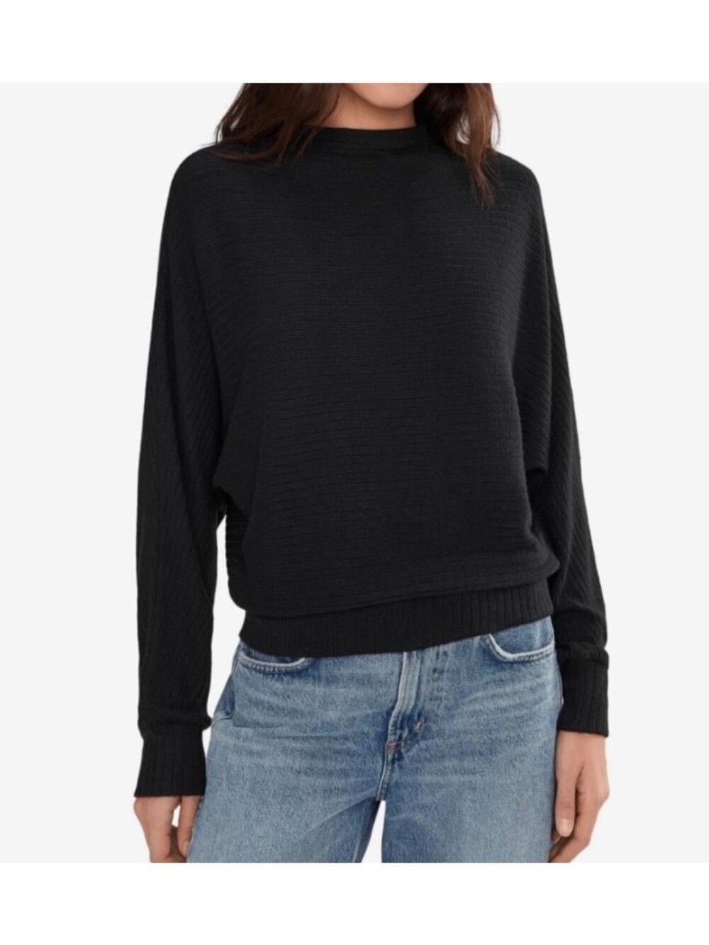 Madewell Womens Aurora Cozy Rib Sweater~Size XS~Jet Black Top NWT L7 12